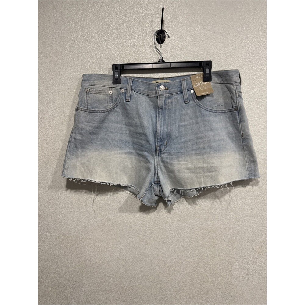 Madewell Relaxed Jean Short Women’s Size 32 Light Wash Distressed Cut Off New